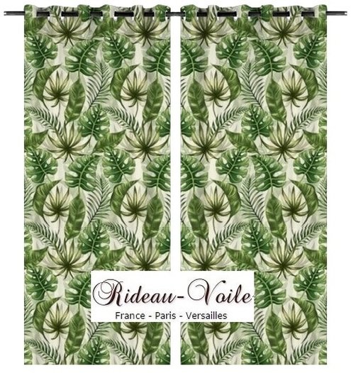 rideau haut gamme luxe tissu textile au mètre boutique en ligne Paris France Versaille motif imprimé exotique tropical ethnique fleur plante oiseau feuille