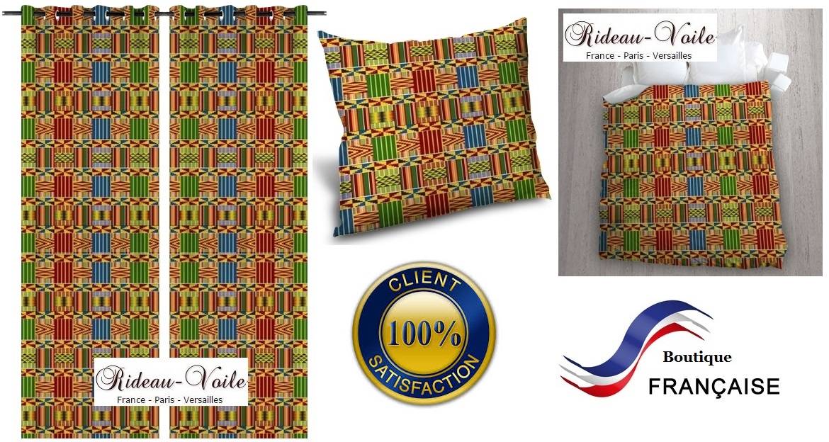 tissu textile motif imprimé pagne wax style africain Afrique kente bazin bogolan au mètre décoration ameublement