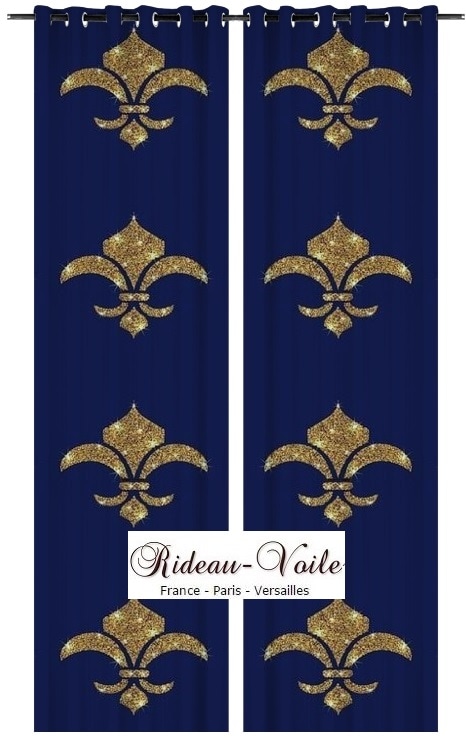 style empire tissu textile ameublement bleu or motif imprimé fleur de lys brillant or emblème France Québec Italie monarchie royaliste tapisserie