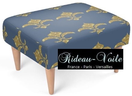 fauteuil siège rideau coussin tapisserie garnissage décoration décorateur style Empire fleur de lys or bleu déco