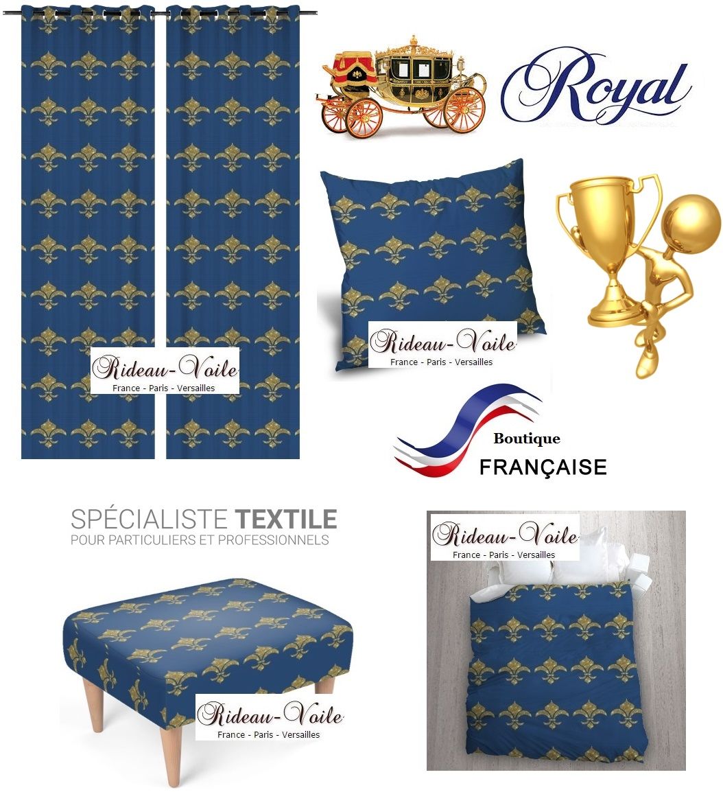 fauteuil siège rideau coussin tapisserie garnissage décoration décorateur style Empire fleur de lys or bleu déco luxe paris versailles