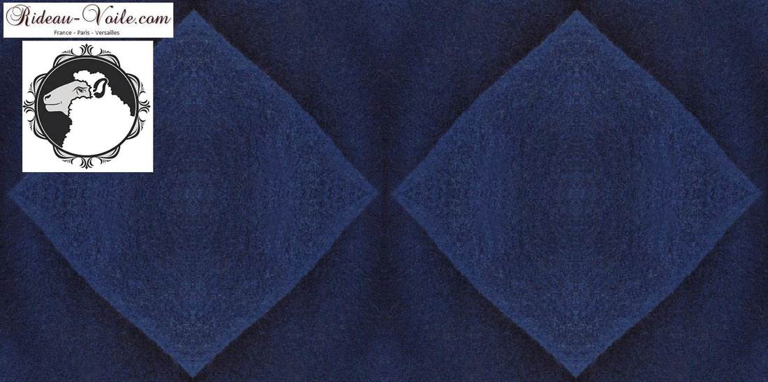 tissu rideau plaid bleu marine au mètre laine vierge bouillie