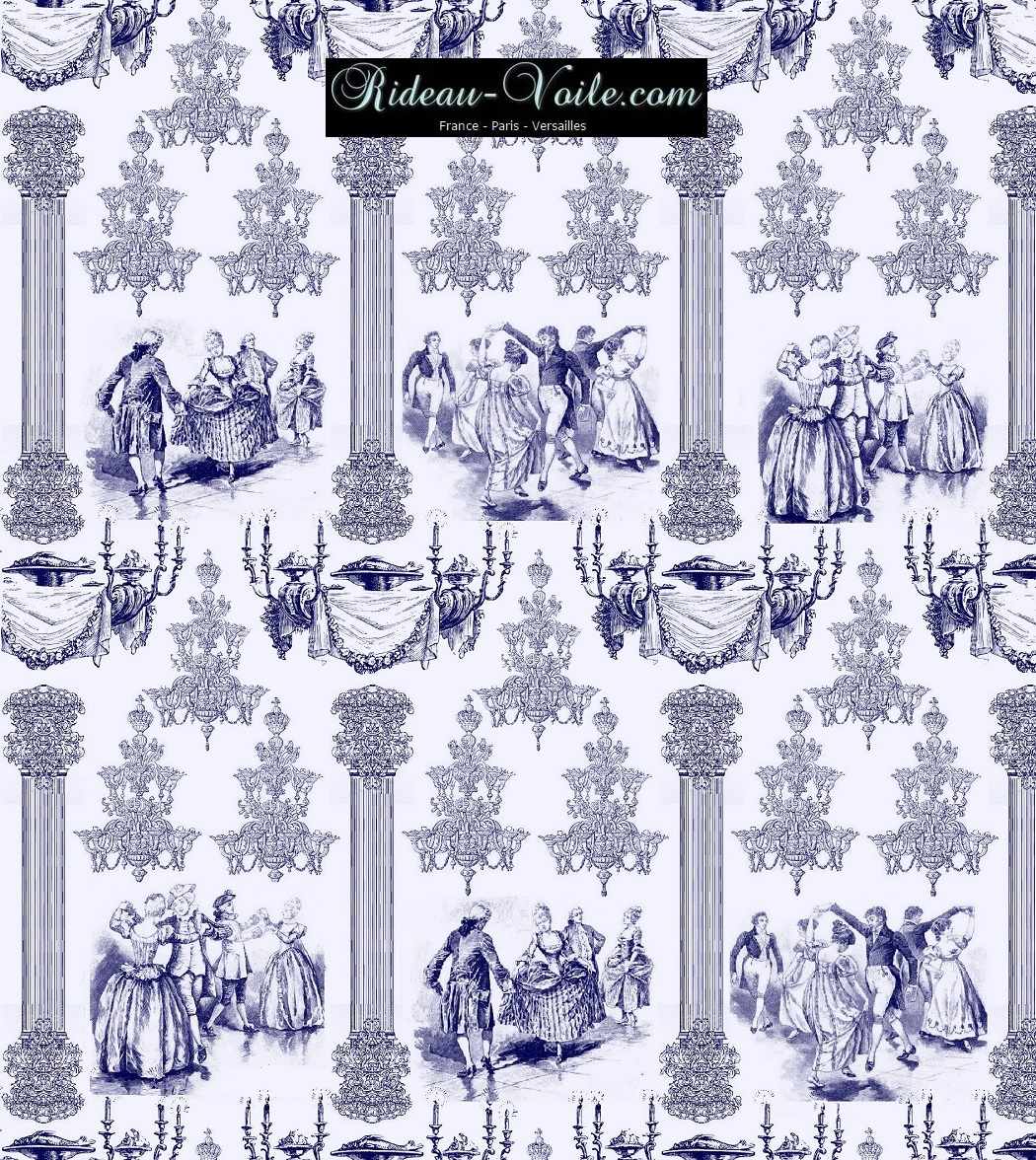accessoire déco Paris Versailles tissu ameublement style Empire Toile de Jouy au mètre sur mesure rideau coussin couette abat-jour tapisserie décoration papier-peint bleu