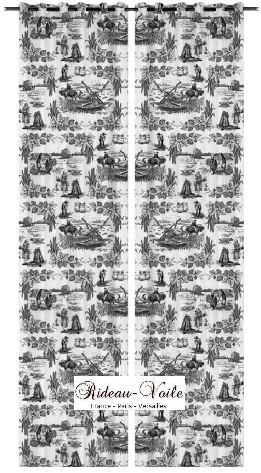 Boutique tissu au mètreToile de Jouy ameublement décoration pour rideau couette coussin duvet édredon boutis - tapisserie siège fauteuil bergère voltaire canapé