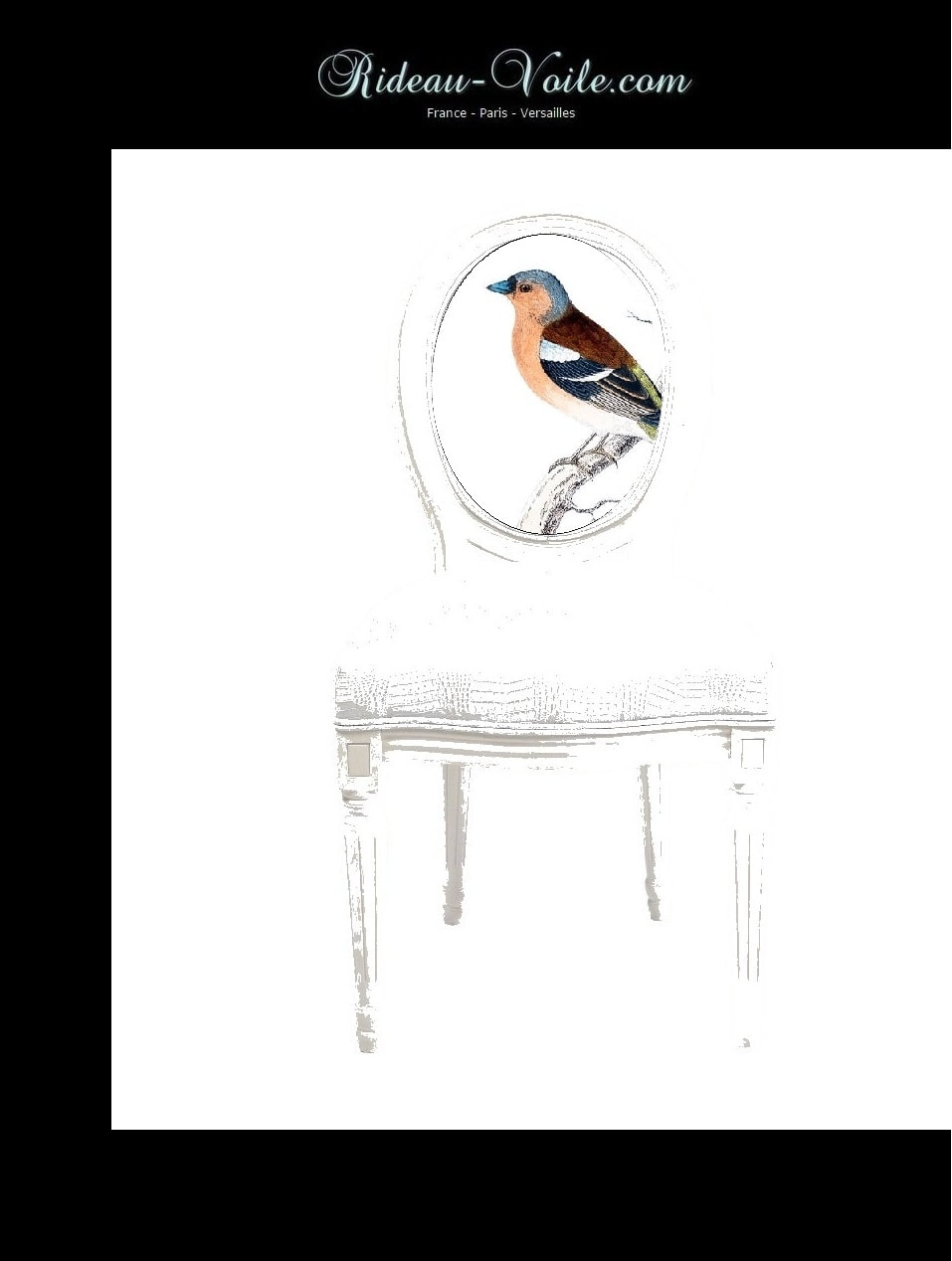 siège cabriolet de style louis 16 xvi XVI Empire décoration fauteuil chaise tissu tapisserie motif oiseaux tapissier médaillon bois hêtre ameublement lin coton dossier assise Paris Versailles France