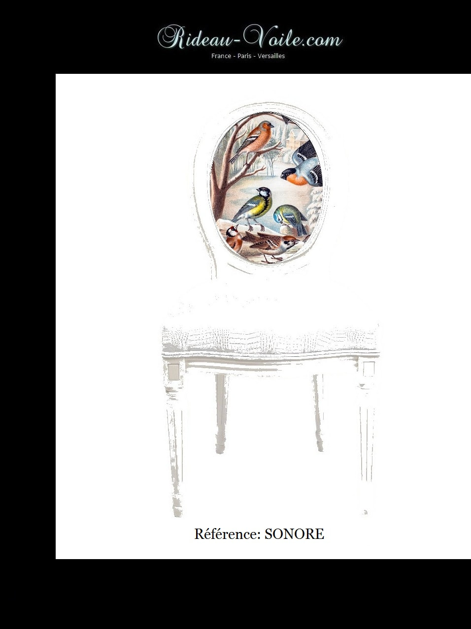 siège cabriolet de style louis 16 xvi XVI Empire fauteuil chaise tissu tapisserie motif oiseaux tapissier médaillon bois hêtre ameublement lin coton dossier assise Paris Versailles France