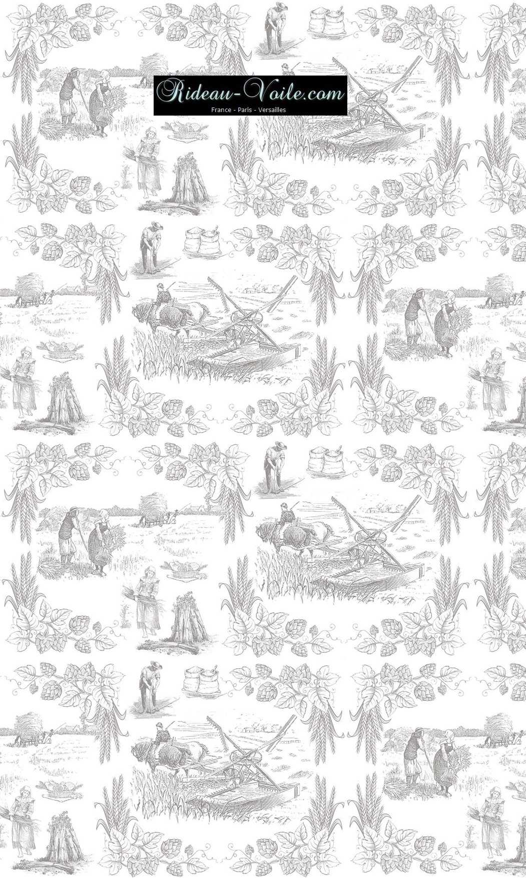 Toile de Jouy tissu au mètre ameublement textile Paris Versailles Yvelines decoration french pattern haut gamme gris