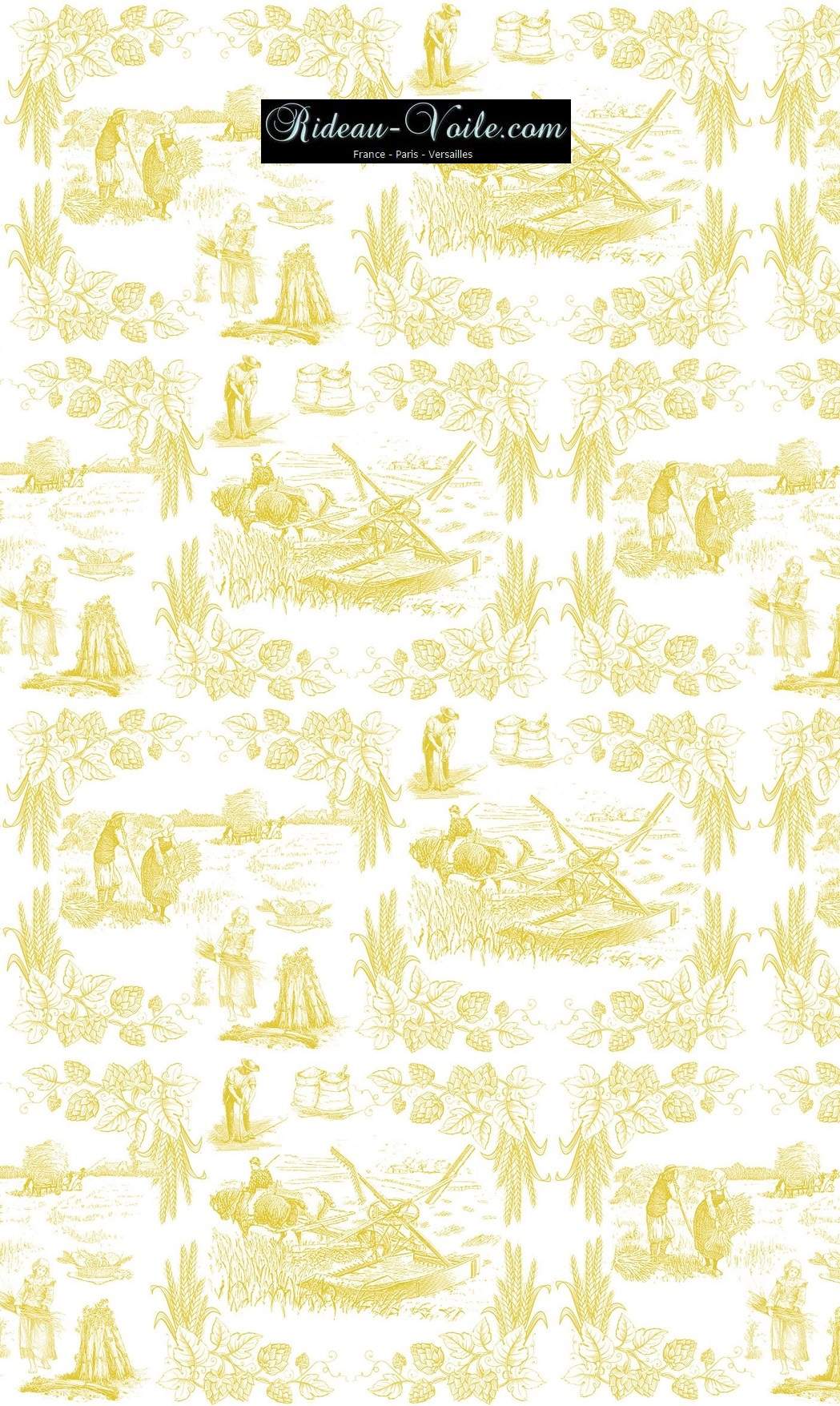 Toile de Jouy tissu au mètre ameublement textile Paris Versailles Yvelines decoration french pattern haut gamme jaune