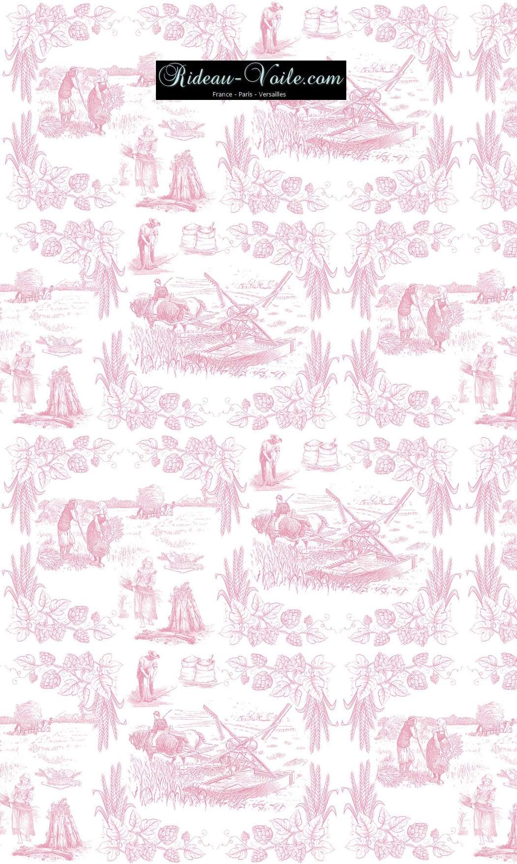 Toile de Jouy tissu au mètre ameublement textile Paris Versailles Yvelines decoration french pattern haut gamme rose tapisserie