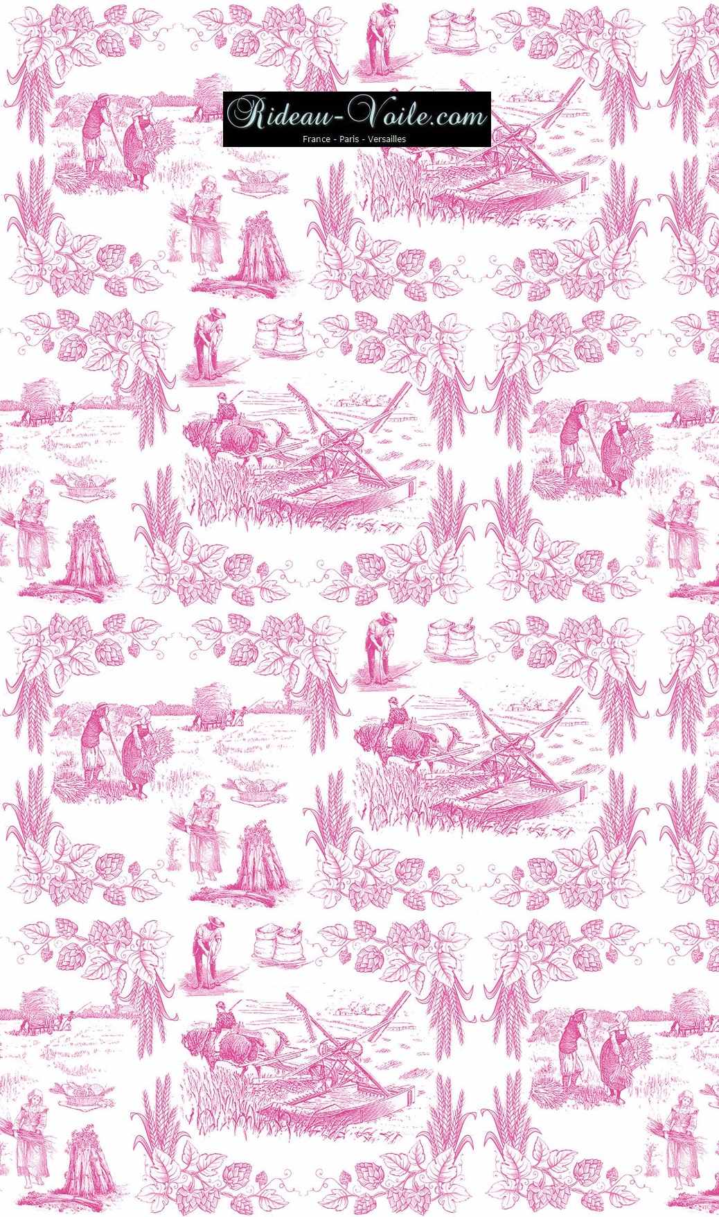 Toile de Jouy tissu au mètre ameublement textile Paris Versailles Yvelines decoration french pattern haut gamme rose pink
