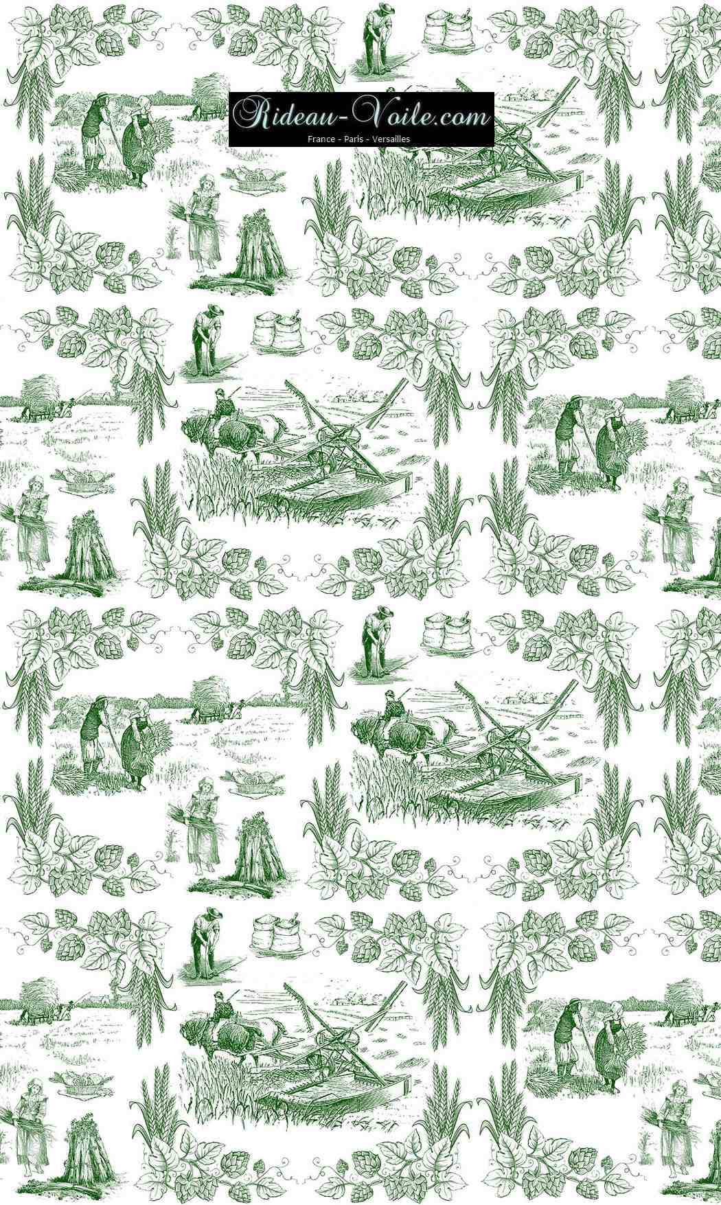 Toile de Jouy tissu au mètre ameublement textile Paris Versailles Yvelines decoration french pattern haut gamme vert green