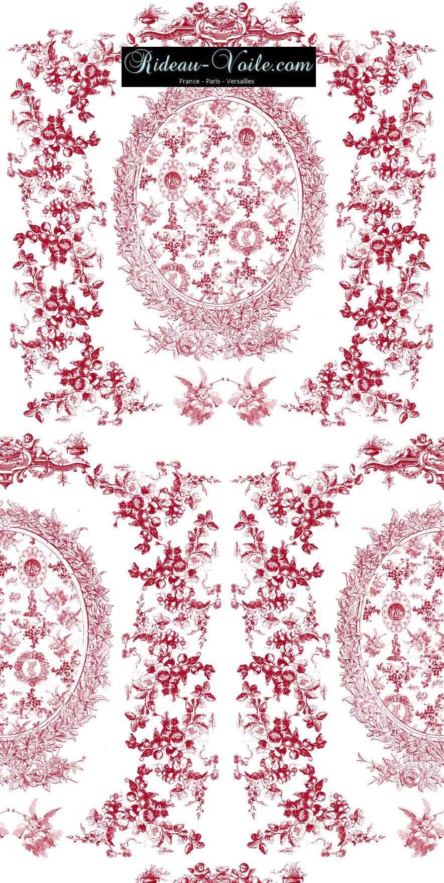 toile de jouy au mètre tissu Toile ameublement tapisserie textile agencement Paris Versailles haut de gamme french fabric meter tapestry upholstery home pattern  style Empire Yvelines motif imprimé rouge