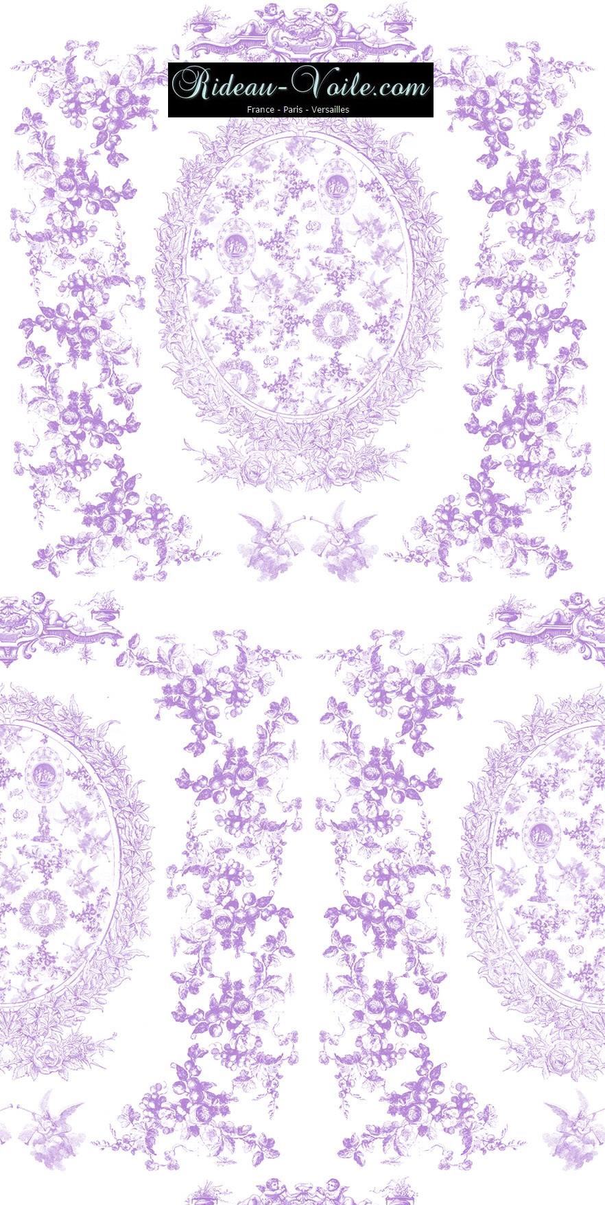 toile de jouy au mètre tissu Toile ameublement tapisserie textile agencement Paris Versailles haut de gamme french fabric meter tapestry upholstery home pattern  style Empire Yvelines motif imprimé violet purple lilas lilac