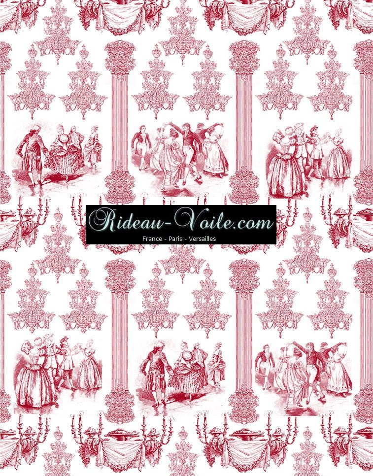 Paris Versailles tissu ameublement style Empire Toile de Jouy au mètre sur mesure rideau coussin couette abat-jour tapisserie décoration papier-peint rouge
