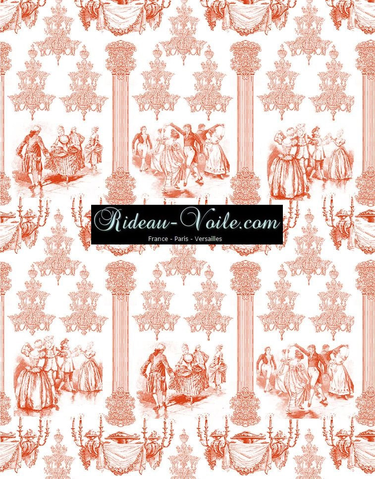 Paris Versailles tissu ameublement style Empire Toile de Jouy au mètre sur mesure rideau coussin couette abat-jour tapisserie décoration papier-peint orange