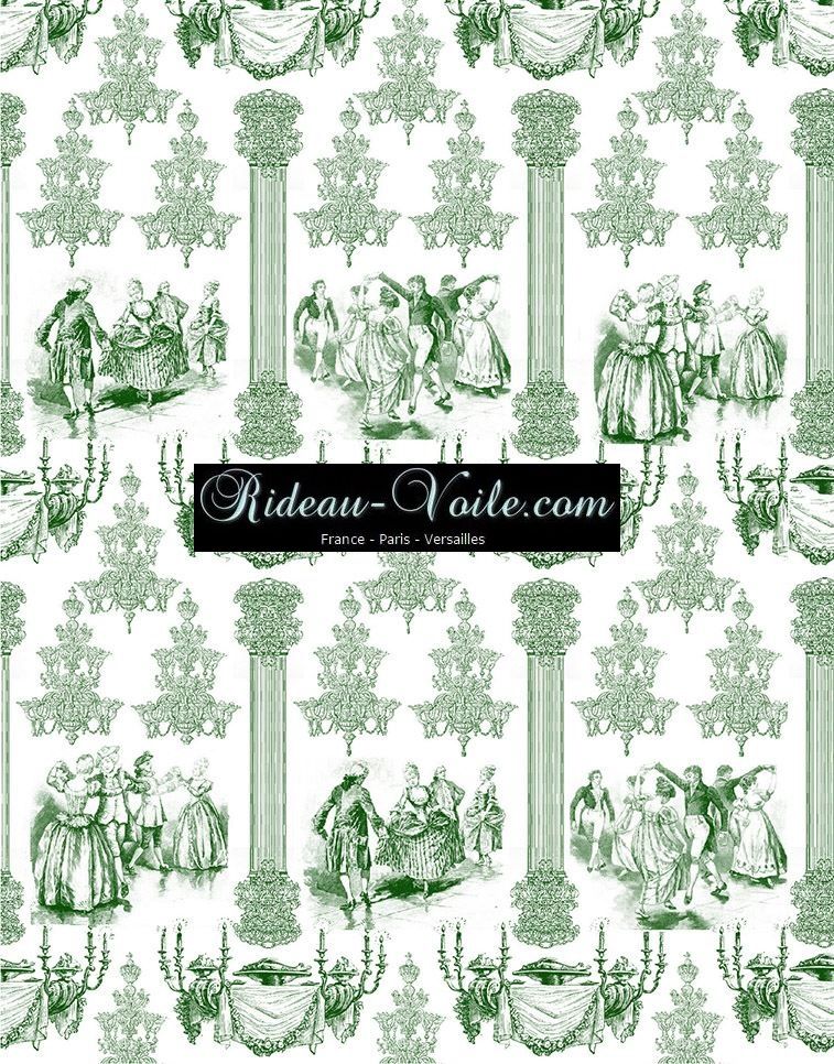 vert Paris Versailles tissu ameublement style Empire Toile de Jouy au mètre sur mesure rideau coussin couette abat-jour tapisserie décoration papier-peint