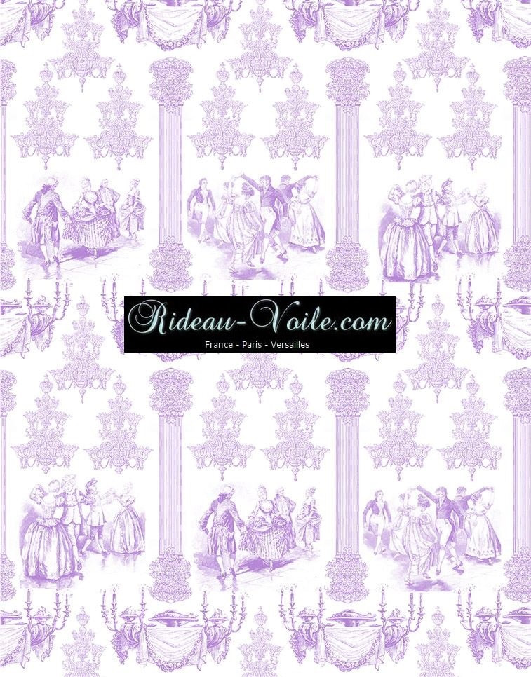 violet Paris Versailles tissu ameublement style Empire Toile de Jouy au mètre sur mesure rideau coussin couette abat-jour tapisserie décoration papier-peint