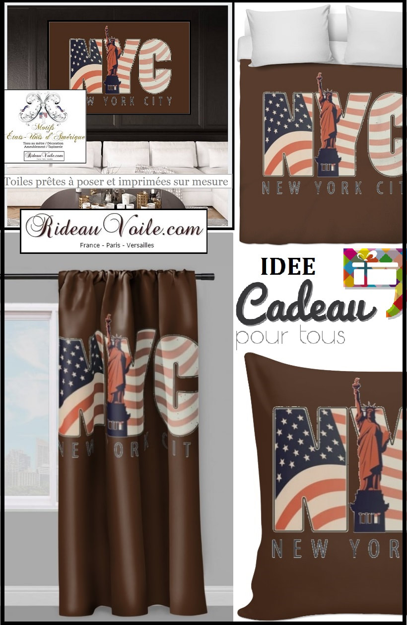 tissu imprimé fabric printed USA pattern motif design coussin rideau douche couette original ignifugé occultant state unided drapeau indepence day