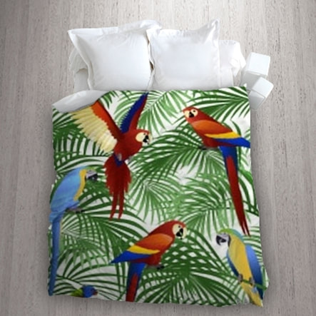 palmier feuilles tissu motif style exotique tropical oiseau oiseaux fleurs plantes imprimé ameublement