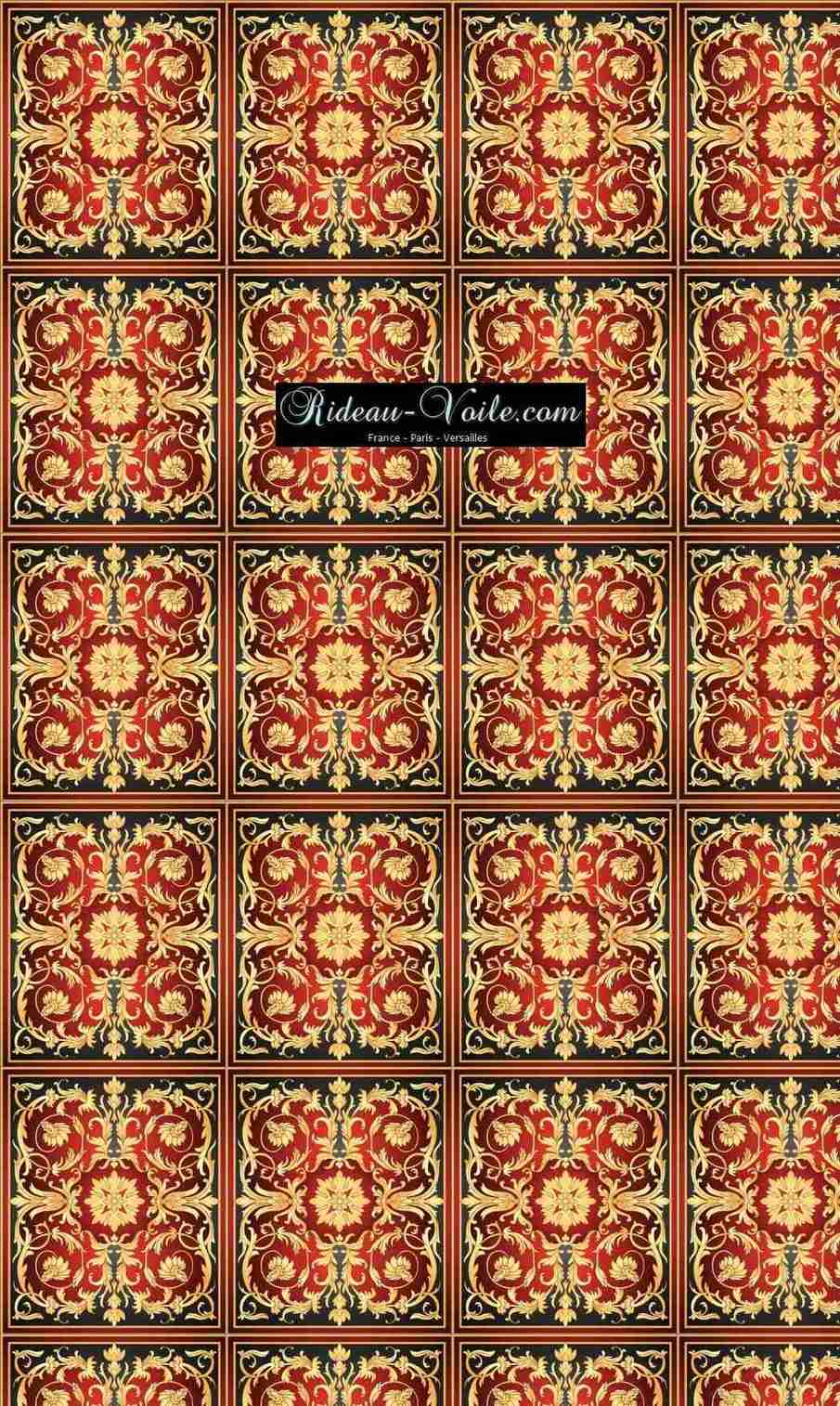 rouge or arabesque traditionnel artisanat tissu rideau coussin couette motif afrique oriental maghreb arabe ethnique ameublement décoration sur mesure au mètre