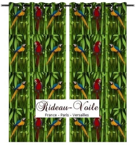 décoration rideau tissu toile feuillage vert bambou branche arbre afrique paysage perroquet tissu motif style exotique tropical plantes imprimé ameublement exotique tropical