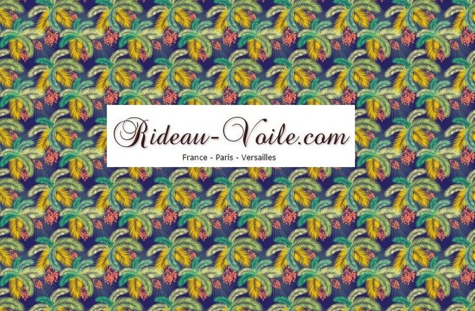 palmier coloré tissu textile au mètre boutique en ligne Paris France Versaille motif imprimé exotique tropical ethnique fleur plante oiseau feuille