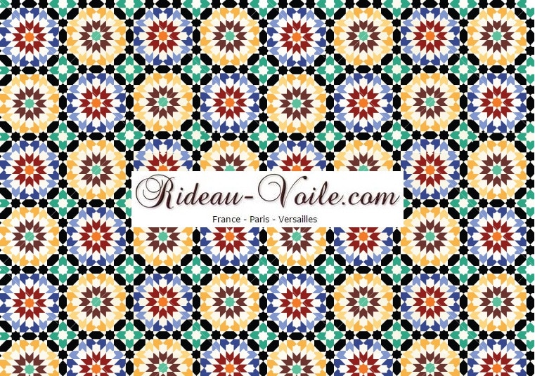 mosaîque arabesque traditionnel artisanat tissu rideau coussin couette motif afrique oriental maghreb arabe ethnique ameublement décoration sur mesure au mètre style maroc berbère