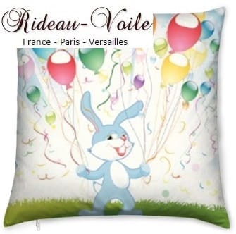 tissu motif imprimé lapin lapinou decoration housse coussin rideau mètre enfant bébé chambre ballon