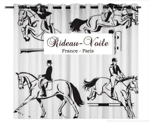 rideau sur mesure avec motif imprimé cheval chevaux équitation accessoire course cavalier