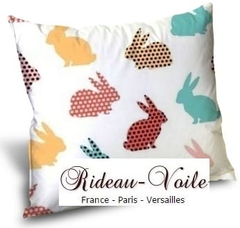 tissu motif imprimé lapin lapinou decoration housse coussin rideau mètre enfant bébé chambre 