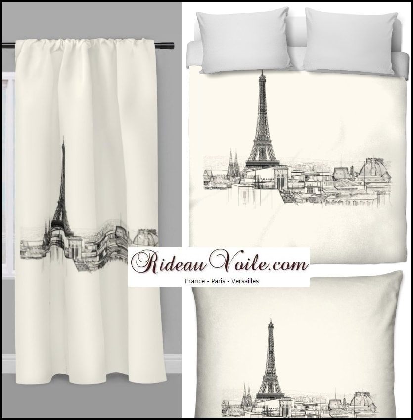 tissu motif eiffel paris france visiter paris décoration ameublement mode parisienne rideau housse couette