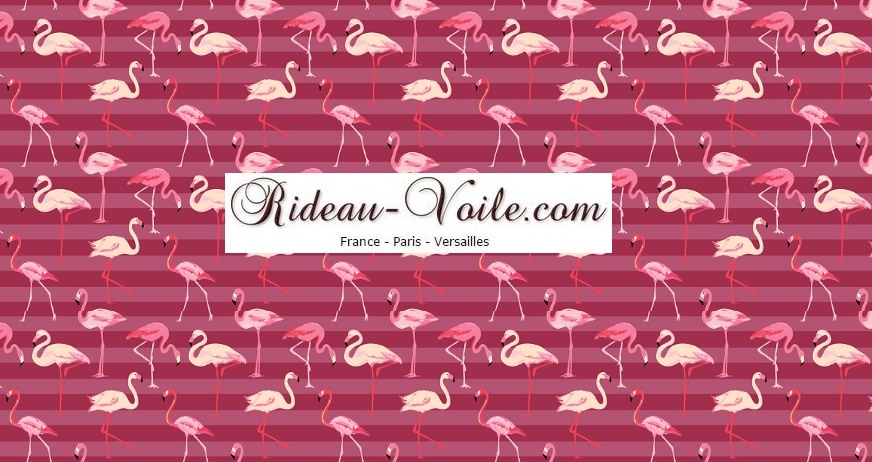 rose bordeau flamant tissu textile au mètre boutique en ligne Paris France Versaille motif imprimé exotique tropical ethnique fleur plante oiseau feuille