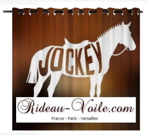 rideau sur mesure avec motif imprimé cheval chevaux équitation accessoire course cavalier jockey