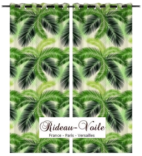  ignifugé occultant tissu rideau exotique motif tropical sur mesure au mètre plantes imprimé palmier vert