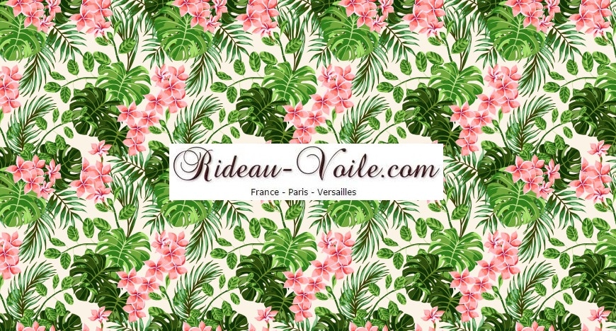 Paysage tissu textile au mètre boutique en ligne Paris France Versaille motif imprimé exotique tropical ethnique fleur plante oiseau feuilles