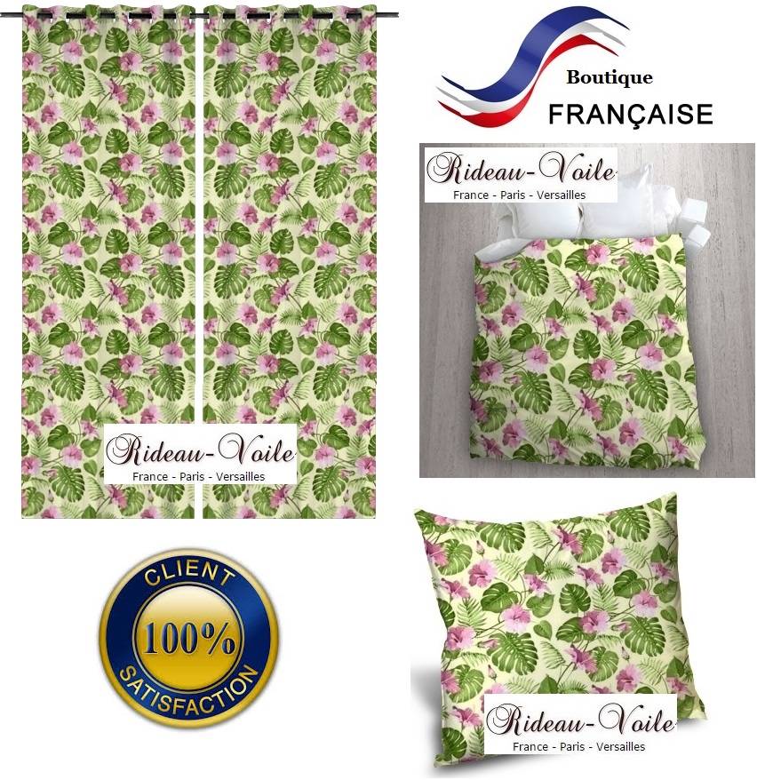tissu textile au mètre boutique en ligne Paris France Versaille motif imprimé exotique tropical ethnique fleur plante oiseau feuilles