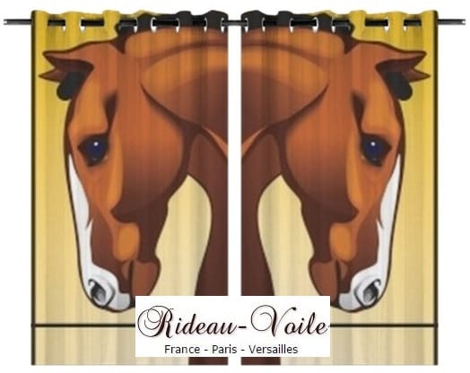 tissu rideau sur mesure avec motif imprimé cheval chevaux équitation accessoire course cavalier