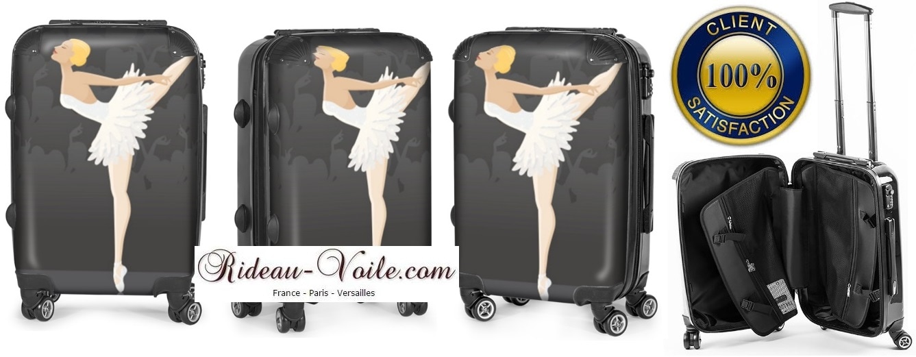 valise à roulette tissu motif danseuse étoile ballet opéra classique tutu ballerine ballerina personnalisé cadeau