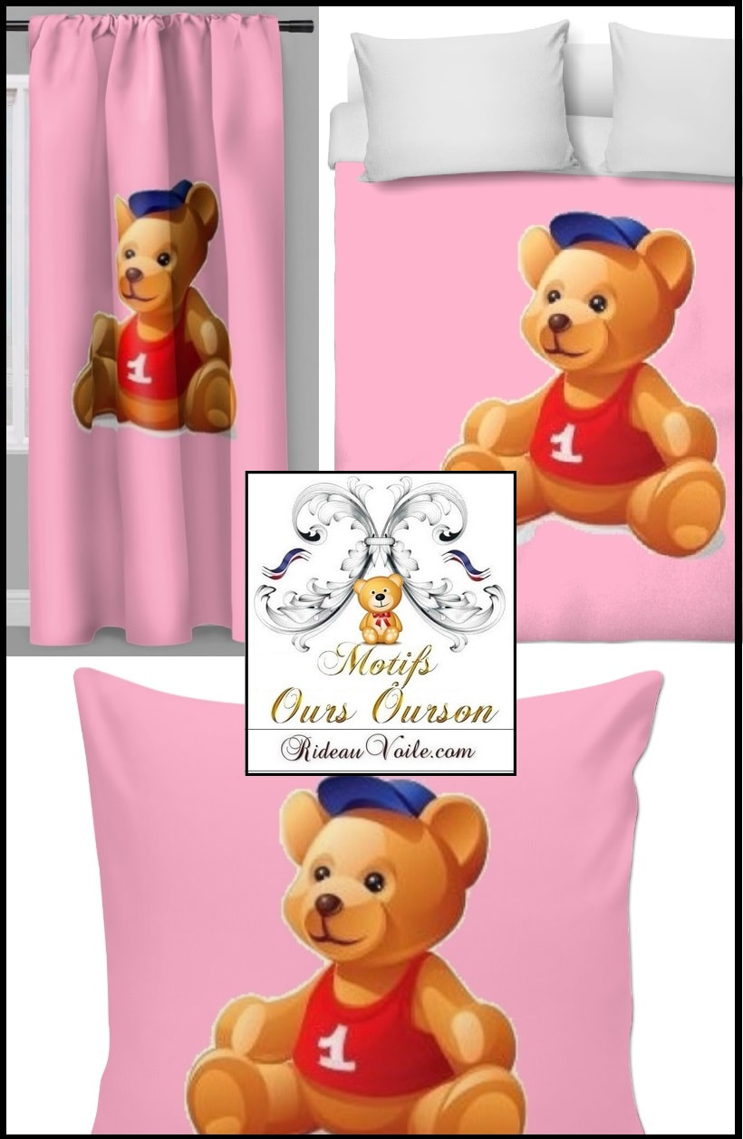 Photo coussin Tissu imprimé personnalisé, sur mesure rideau motif ours ourson nounours pour enfant bébé décoration carreaux tartan écossais