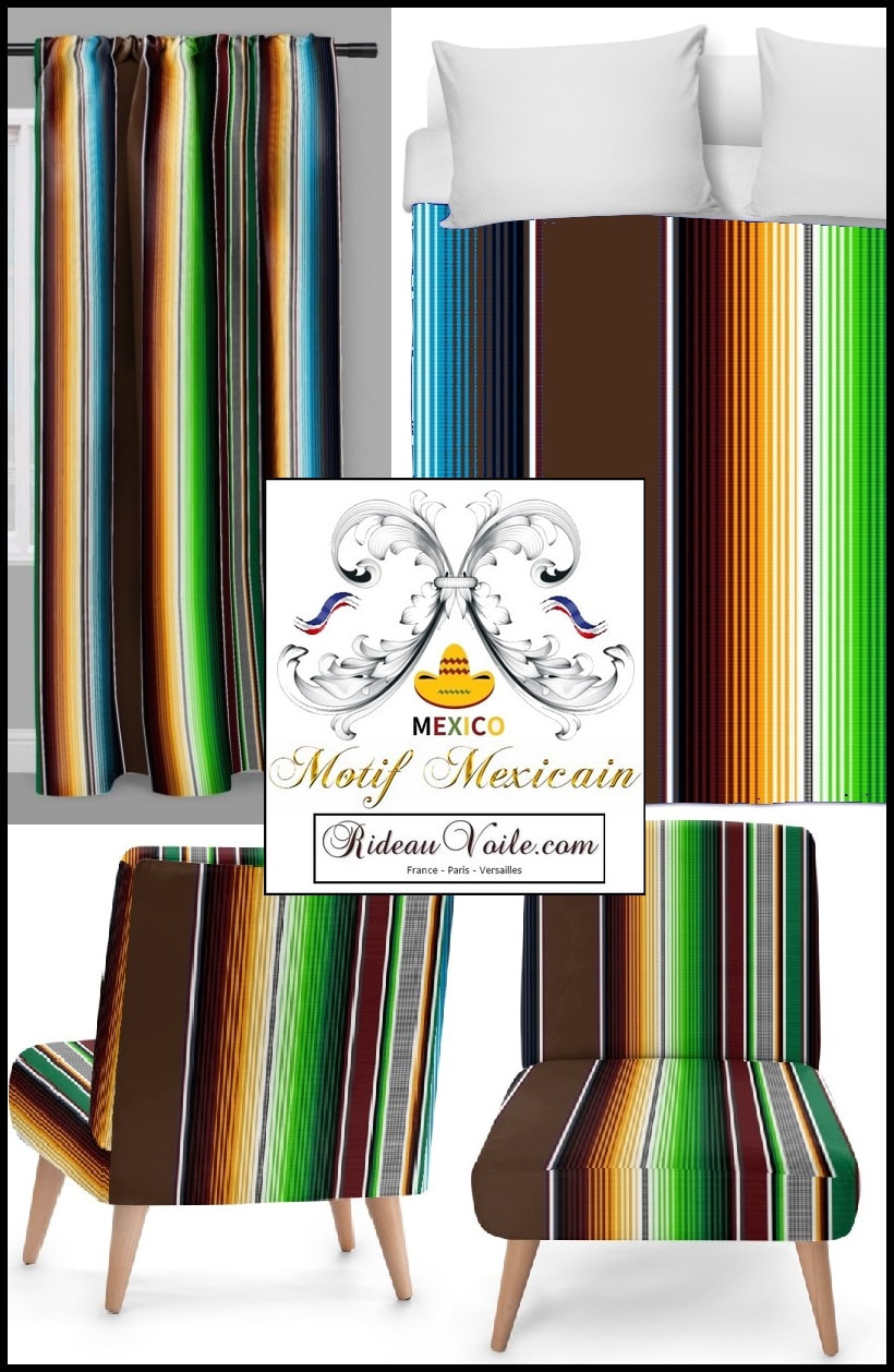 stripes color Mexican ethnic exotique decoration decorating fabrics meter mexicain home rideau drapes curtain upholtery tapestry ameublement