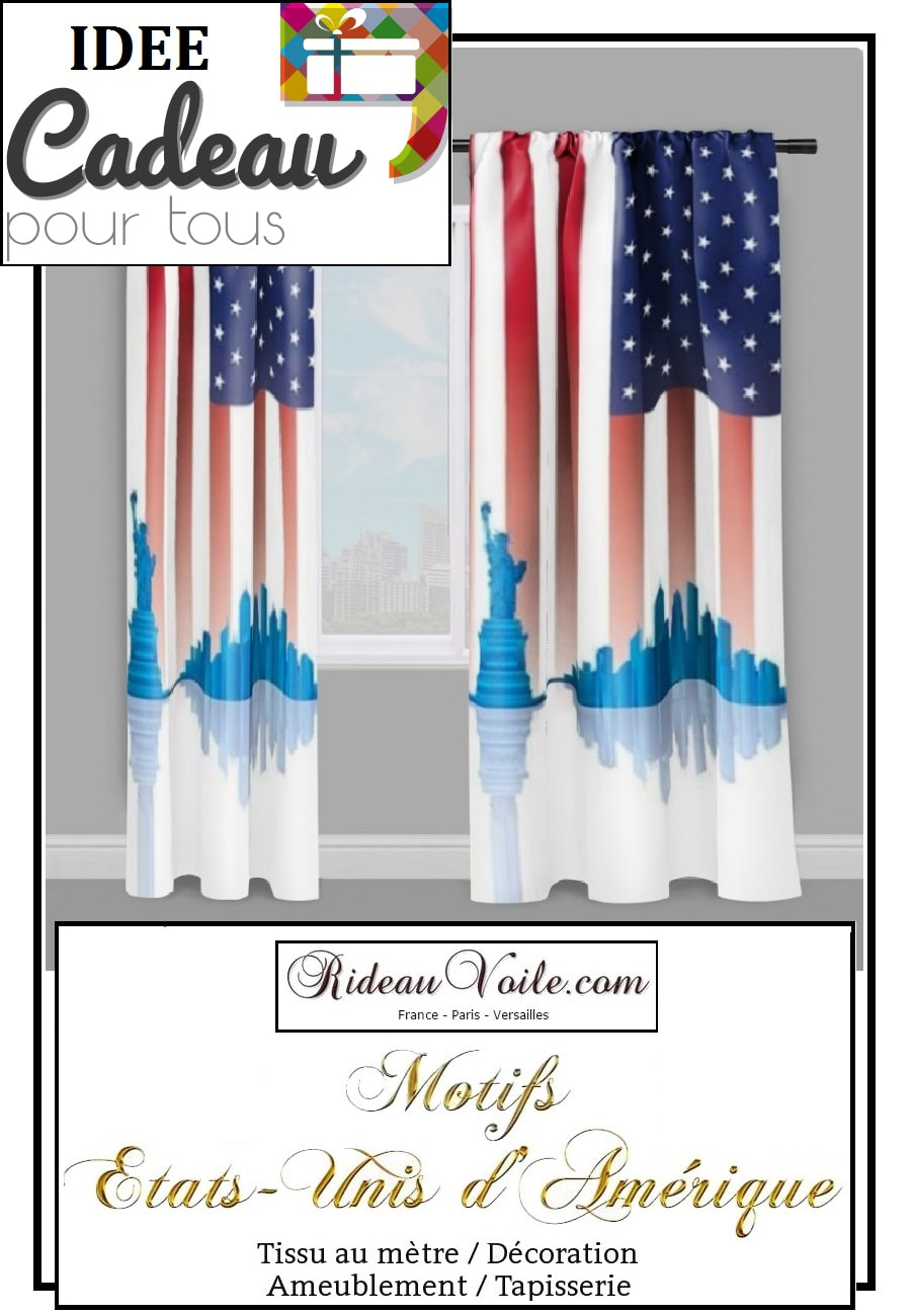 tissu imprimé fabric printed USA pattern motif design coussin rideau douche couette original ignifugé occultant state united drapeau indepence day