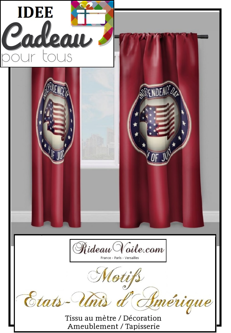 4 juillet rideau tissu ameublement motif imprimé tissus motifs imprimés usa américain americain drapeau USA écusson badge independance day 