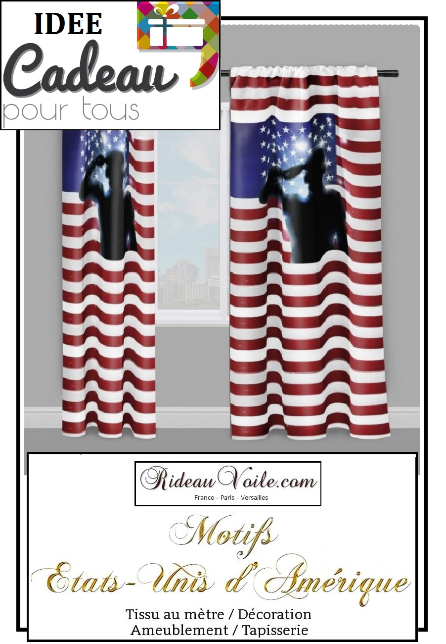 Rideaux tissu ameublement décoration au mètre motif drapeaux usa états-unis Amérique curtain