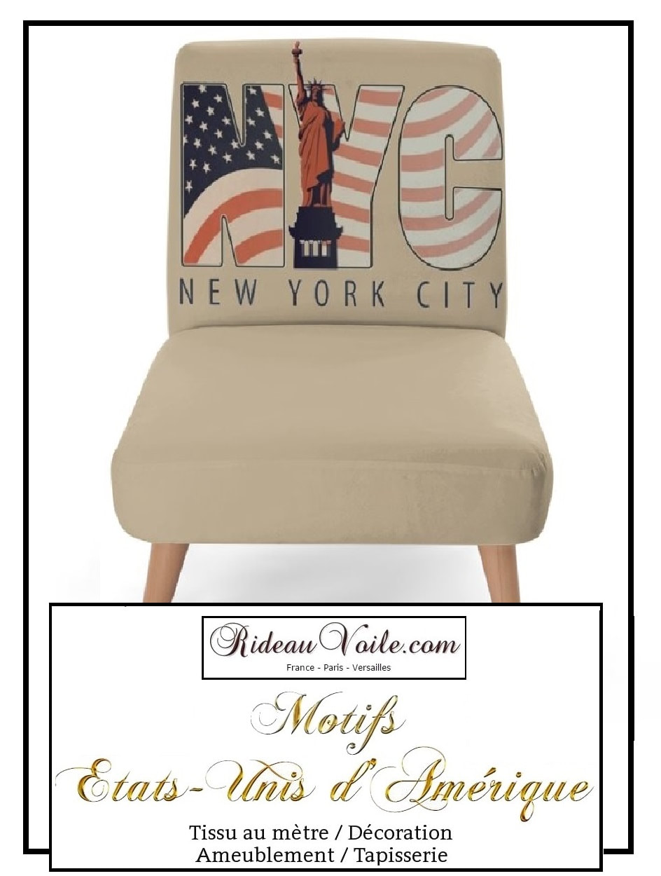ville de new york statut de la liberté rideau tissu ameublement motif imprimé tissus motifs imprimés usa américain americain drapeau USA