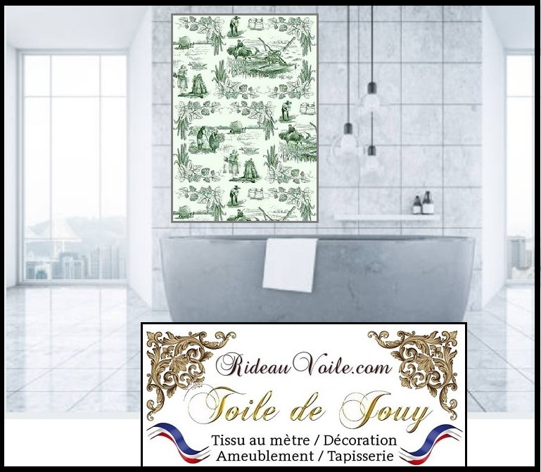 Boutique Toile de Jouy tissu au mètre pour rideau, couette, boutis, édredon, tapisserie siège.  Ameublement décoration Paris Versailles.
