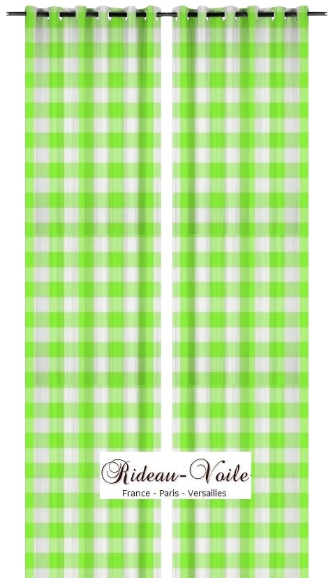 vert fluo blanc Tissu carreaux carré ameublement vichy rideau sur mesure au mètre
