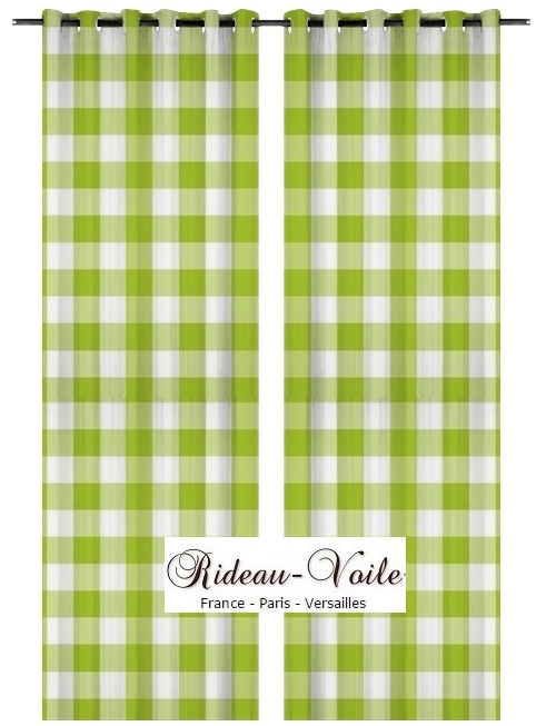 vert anis blanc Tissu carreaux carré ameublement vichy rideau sur mesure au mètre
