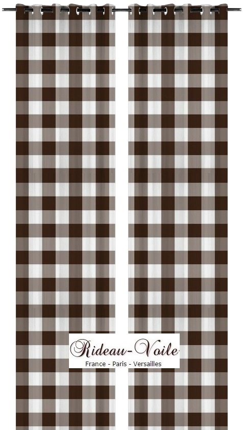 marron café chocolat brun foncé rideau carrés carreaux vichy rideaux au mètre tissu ameublement motif imprimé