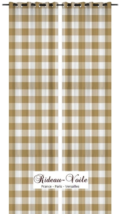 marron beige blanc brun rideau carrés carreaux vichy rideaux au mètre tissu ameublement motif imprimé