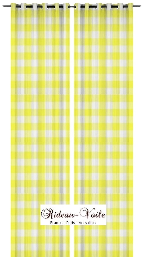 jaune fluo blanc rideau carrés carreaux vichy rideaux au mètre tissu ameublement motif imprimé